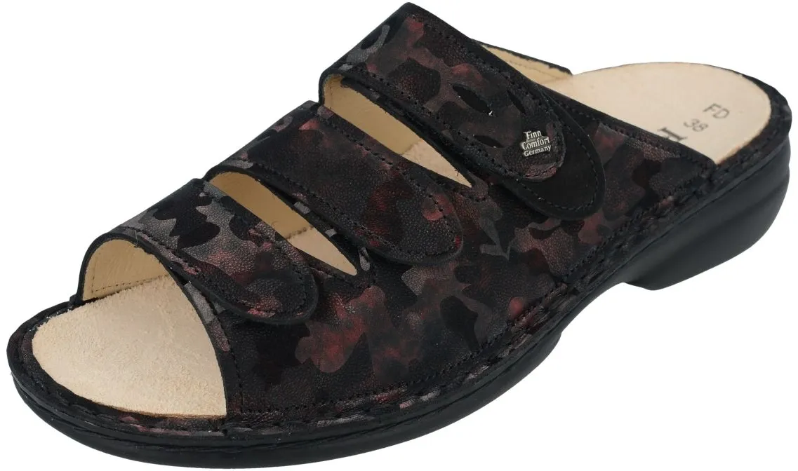 Finn Comfort - Damen-Pantolette KOS - Bordo/Schwarz/Diva/Nubuk