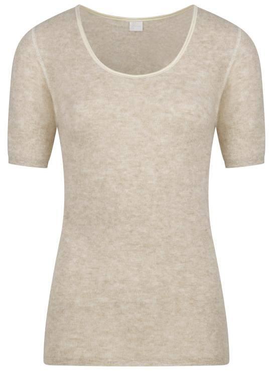 Medima - Alpaka Calyma-Kollektion - Damen-Shirt halbarm AMALYA - Natur/Perla/Graumeliert - Perla