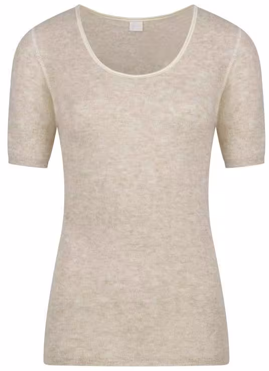 Medima - Alpaka Calyma-Kollektion - Damen-Shirt (halbarm) AMALYA - Natur, Perla, Graumeliert - Perla