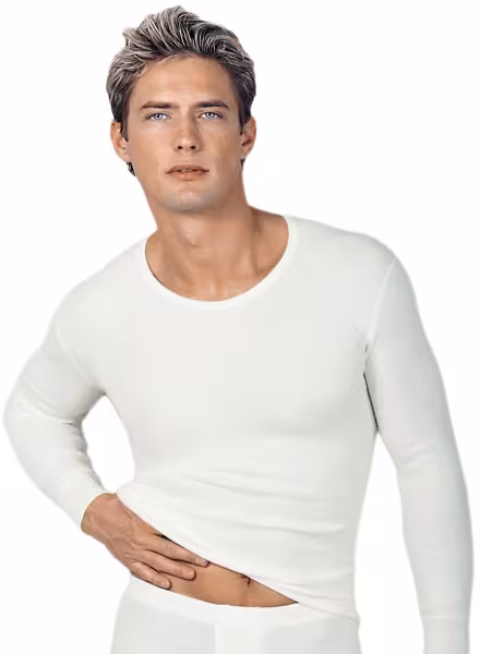 Medima Classic - Herren-Unterhemd (langarm) 40% Angora - Wei&szlig;. Haut