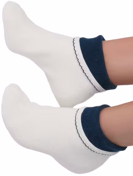 Medima Socken - Bettdinger mit Umschlag - Wei&szlig;/Marine