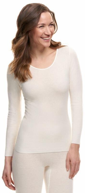 Medima - Damen-Shirt (langarm) 100% Schurwolle (Merino) - Wei&szlig;, Schwarz