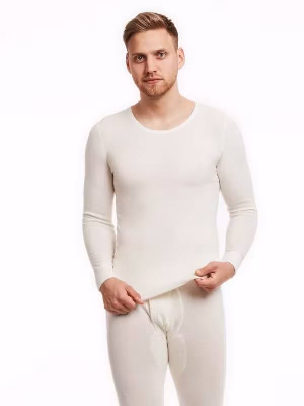 Medima - Herren-Hemd (langarm) 100% Schurwolle (Merino) - Wei&szlig;, Schwarz