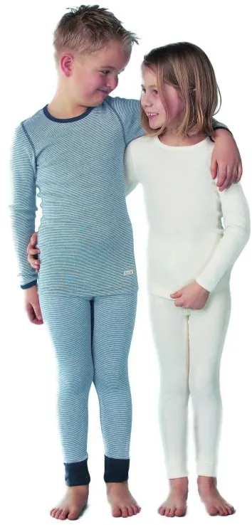 Medima Classic - Kinder-Hose UNISEX (lang) Angora Baumwolle - Wei&szlig;, Blau-Wei&szlig;-Geringelt
