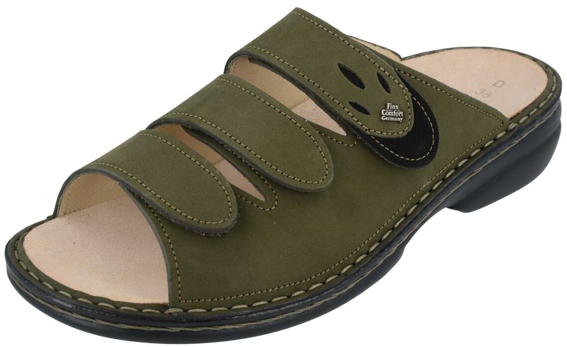 Finn Comfort - Damen-Pantolette KOS - Olive/Schwarz/Nubuk