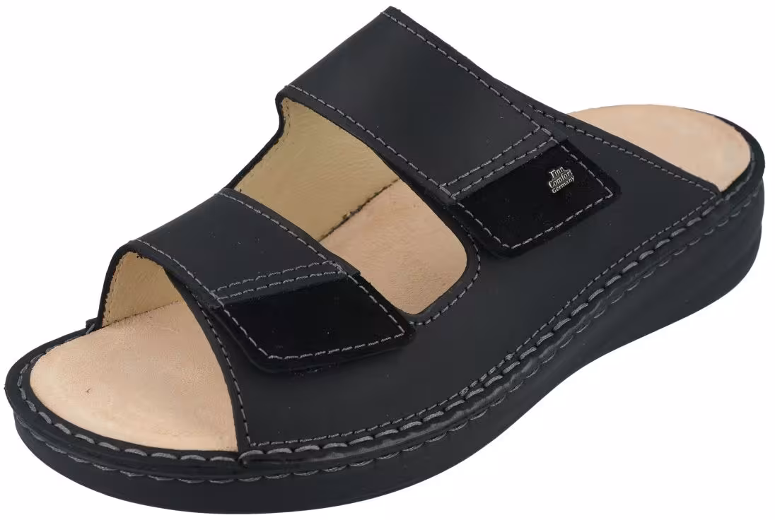 Finn Comfort - Herren-Pantolette PSARA (Finn-Mellow) - Black/Schwarz/Velour/Sirio