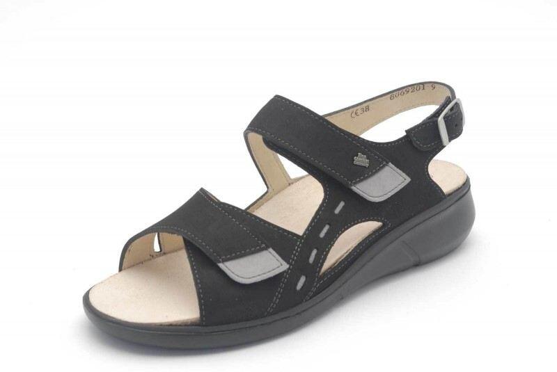 FinnRelax Damen Sandale SUVA schwarz/grau Nubuk