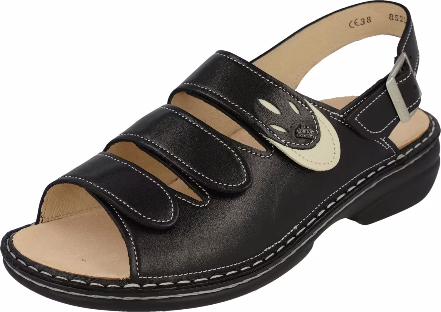 Finn Comfort - Damen-Sandale SALONIKI - Nappaseda/Okapi/Schwarz/Jasmin
