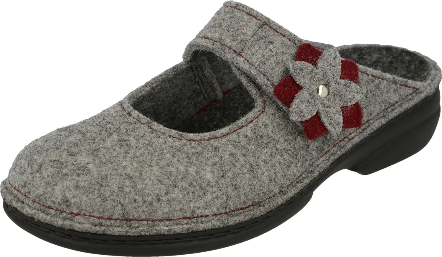 Finn Comfort - Damen-Clog ARLBERG - Lightgrey/Cassis/Wollfilz