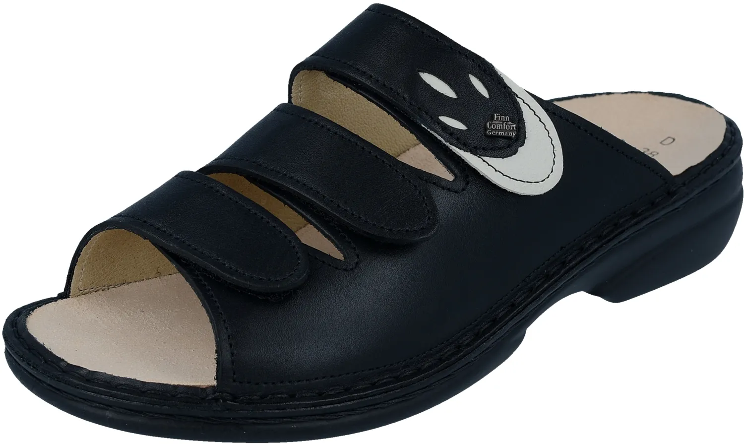 FinnComfort - Damen-Pantolette KOS - Schwarz/Jasmin/Nappaseda/Okapi