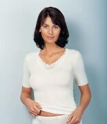 Medima Classic Damen-Hemd 1/4 Arm Plus Seide weiß mit Spitze