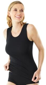 Medima Classic - Damen-Hemd (ohne Arm - Basic) Angora Seide - Weiß, Schwarz
