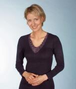 Medima Classic Damen-Hemd 1/1 Arm Plus Seide schwarz mit Spitze