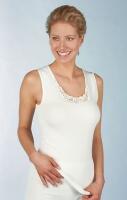 Medima Classic Damen-Hemd ohne Arm mit Spitze 20% Angora weiß