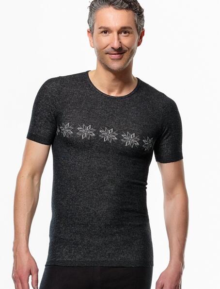 Medima Classic Thermoshirt Unisex (kurzarm) 20% Angora SPORT - Graumeliert, Schwarzmeliert