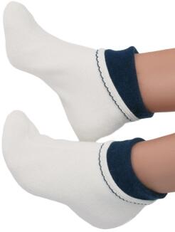 Medima Socken - Bettdinger mit Umschlag - Weiß/Marine