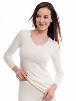 Medima Classic - Damen-Unterhemd (langarm) 40% Angora - Weiß, Haut