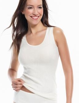 Medima Classic - Damen-Hemd (ohne Arm - Basic) Angora/Baumwolle - Weiß