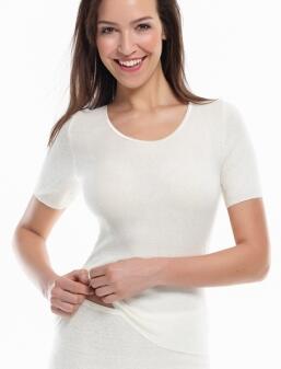 Medima Classic - Damen-Hemd (1/4 Arm - Basic) Angora/Baumwolle - Weiß