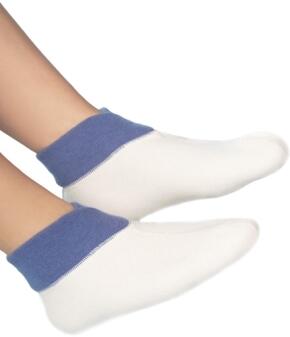 Medima Socken - Fußwärmer (extra weitem Bündchen) - Weiß/Aqua, Marine