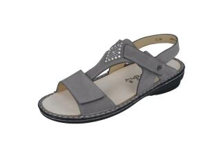 Finn Comfort - Damen-Sandale CALVIA - Mouse/Nubuk/Swarovski-Kristalle