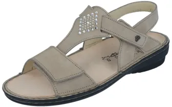 Finn Comfort - Damen-Sandale CALVIA - Beige/Nubuk/Swarovski-Kristalle