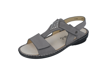 Finn Comfort - Damen-Sandale CALVIA - Mouse/Nubuk/Swarovski-Kristalle