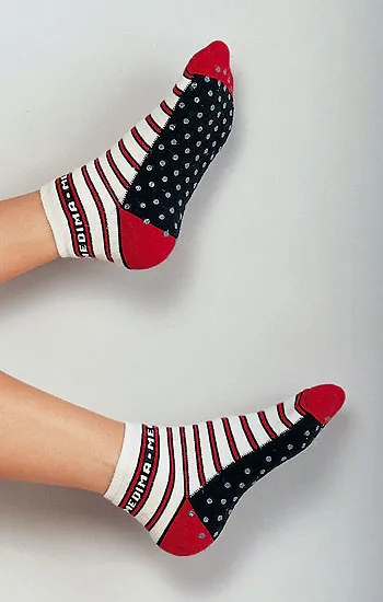 Medima Socken - &Uuml;berdinger mit Rutschbremse - Rot, Beige, Grau