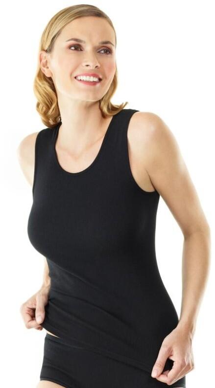 Medima - Damen-Shirt (ohne Arm) 100% Schurwolle (Merino) - Weiß, Schwarz