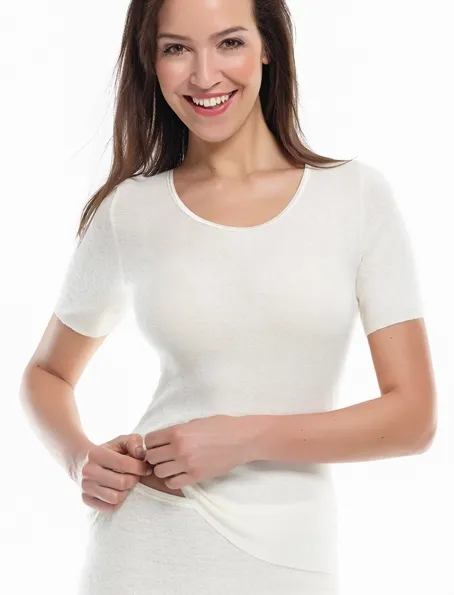 Medima Classic - Damen-Hemd (1/4 Arm - Basic) Angora/Baumwolle - Wei&szlig;