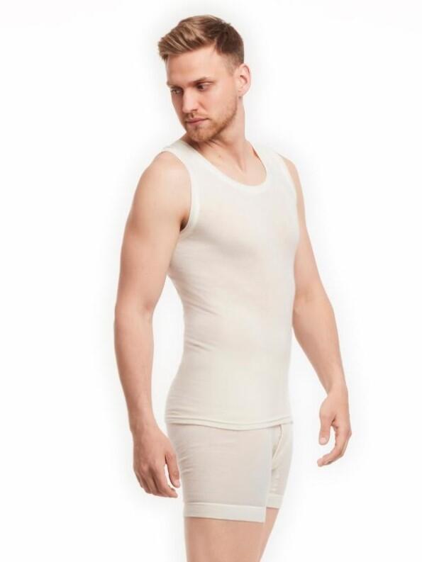 Medima - Herren-Achselhemd 100% Schurwolle (Merino) - Weiß, Schwarz