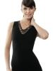 Medima Classic Damen-Hemd ohne Arm mit Spitze 20%Angora, schwarz