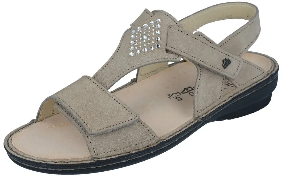 Finn Comfort - Damen-Sandale CALVIA - Beige/Nubuk/Swarovski-Kristalle
