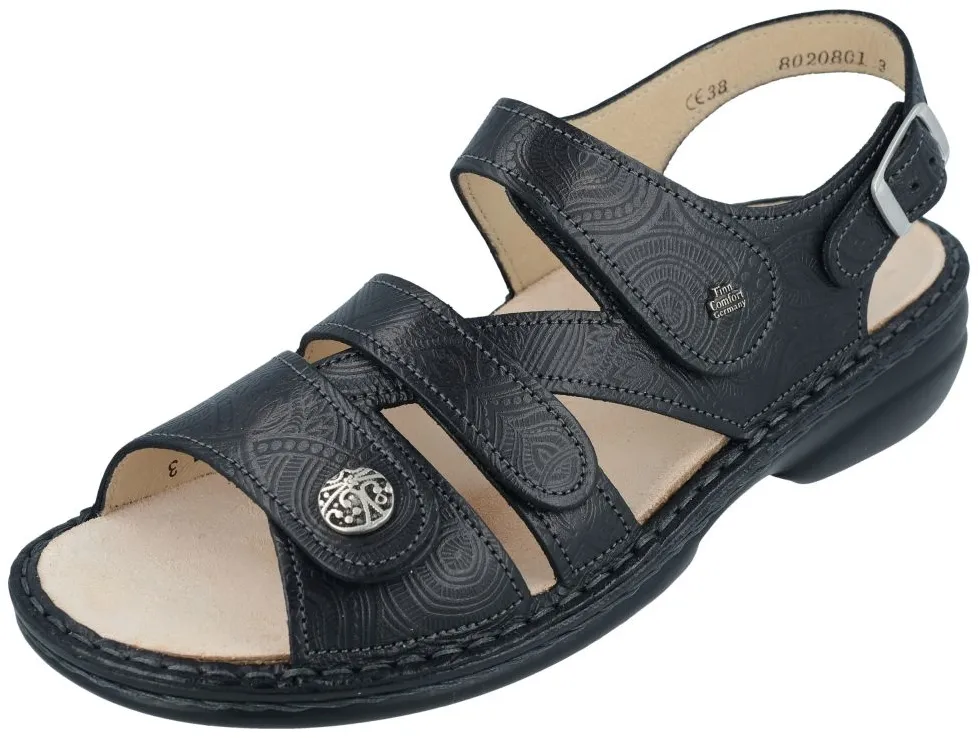 Finn Comfort - Damen-Sandale GOMERA - Schwarz/Arabesque
